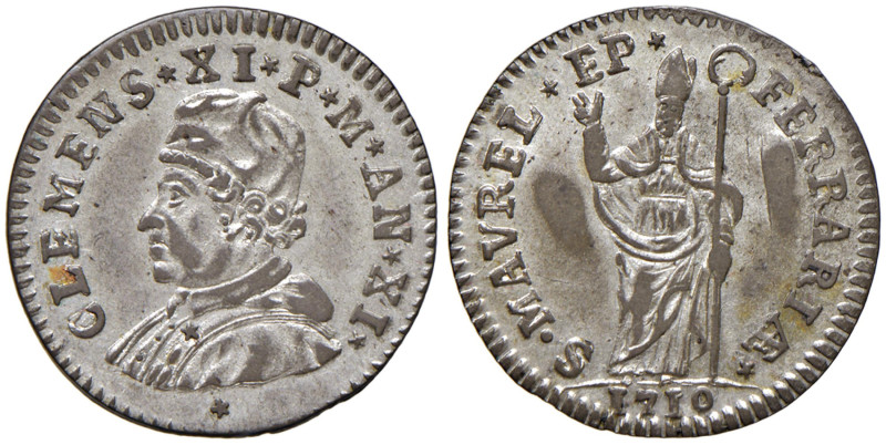 Clemente XI (1700-1721) Ferrara - Muraiola da 4 Baiocchi 1710 An. XI - Munt. 241...