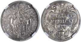 Benedetto XIII (1724-1730) Giulio 1728 An. V - Munt. 8 AG (g. 3,06) RR In Slab CCG n. AA148350 MS60
MS60