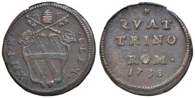 Clemente XII (1730-1740) Quattrino 1738 - Munt. 161 CU (g 2,56) NC
BB+