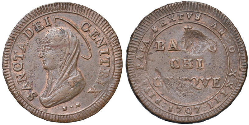 Pio VI (1775-1799) 5 Baiocchi 1797 An. XXIII - Munt. 94 CU (g 11,67) Difetto del...