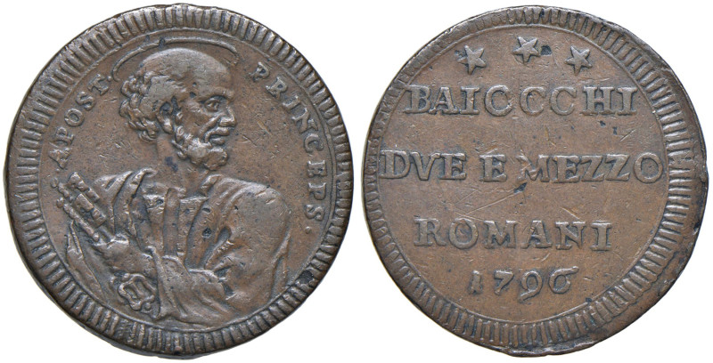 Pio VI (1775-1799) 2 Baiocchi e mezzo 1796 - Munt. 98 CU (g 16,07) NC
BB-SPL