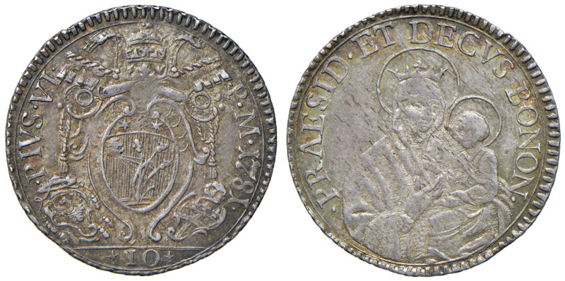 Pio VI (1775-1779) Bologna - Mezza lira o paolo 1781 - Munt. 225 AG (g 2,68) RR...