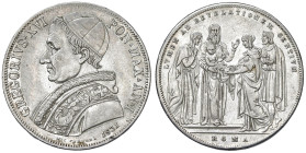 Gregorio XVI (1831-1846) Scudo romano 1831 An. I - Munt. 6 AG (26,42) Colpetto al bordo
BB-SPL