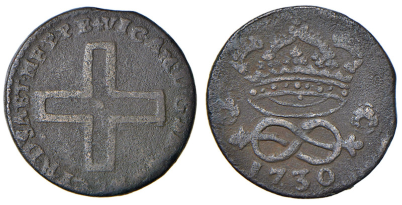 Vittorio Amedeo III re di Sardegna (1718-1730) 2 Denari 1730 - MIR 908d MI (g 1,...