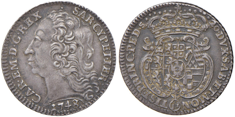 Carlo Emanuele III (1730-1755) Lira 1748 - MIR 931b AG (g 5,59)
SPL