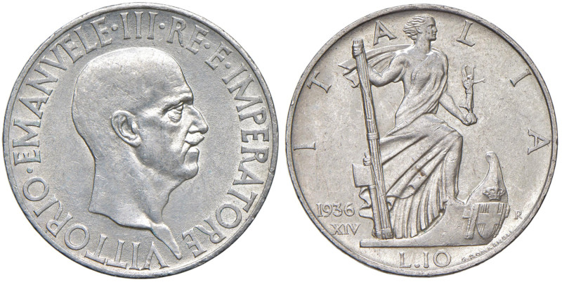 Vittorio Emanuele III (1900-1946) 10 Lire "Impero" 1936 An. XIV - Nomisma 1121 A...