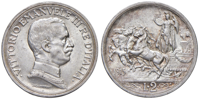 Vittorio Emanuele III (1900-1946) 2 Lire "Quadriga briosa" 1915 - Nomisma 1164 A...