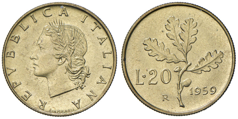 ITALIA Monetazione in Lire (1946-2001) 20 Lire 1959 - Gig. 194 BA NC
qFDC