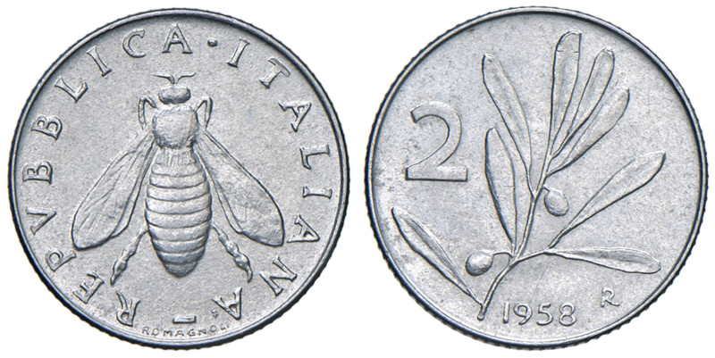 ITALIA Monetazione in Lire (1946-2001) 2 Lire 1958 - Gig. 334 IT 
qFDC