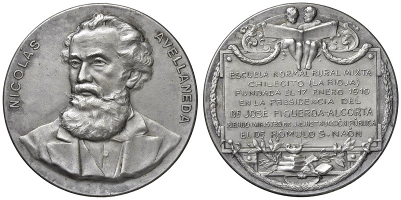 ARGENTINA Nicolas Avellaneda (1837-1885) Medaglia 1910 fondazione scuola normale...