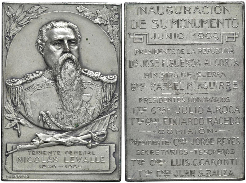 ARGENTINA Nicolas Levalle (1840-1902) Placchetta 1909 inaugurazione del monument...