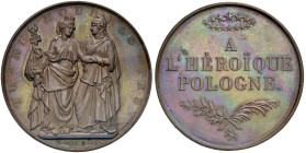 FRANCIA Medaglia 1831 Accoglienza emigrati polacchi in Francia dopo il fallimento della rivolta polacca - Opus: J. J. Barre AE (g 54 - Ø 51,5 mm) 
qF...