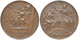 FRANCIA Medaglia 1889 Esposizione universale in riconoscimento a Dumont - Opus: L. Bottée AE (g 108 - Ø 64 mm) Punzone "BRONZE" sul contorno, colpo al...