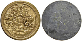 FRANCIA Medaglia uniface XIX secolo Scena bucolica - Lamina di rame dorato, riempita di piombo (g 150 - Ø 91 mm)
qFDC