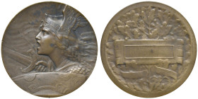 FRANCIA Medaglia senza data (XX secolo) - Opus: A. Morlon AE (g 114 - Ø 64 mm) Punzone "BRONZE" sul contorno, tacchette al bordo e macchie.
qSPL