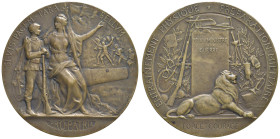 FRANCIA Medaglia 1911 Premio allenamento preparazione militare - Opus: P. Grandhomme AE (g 61,64 - Ø 50 mm) Punzone "BRONZE" sul contorno.
M.di SPL