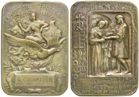 FRANCIA Placchetta 1911 Esposizione internazionale del nord della Francia premio a G. Colombier - Opus: H. Lefebure AE (g 45,43 - 54x39 mm) Punzone "B...