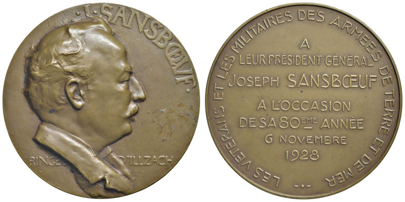 FRANCIA Joseph Sansboeuf (1848-1938) Medaglia 1928 Omaggio dei veterani e i sold...