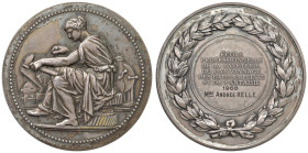 FRANCIA Medaglia 1969 Premio Scuola professionale di cancelleria a Andree Relle - AE argentato (g 102 - Ø 60 mm) Punzone "BRONZE" sul contorno.
qSPL/...
