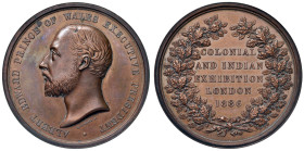 GRAN BRETAGNA Alberto Edoardo principe di Galles Medaglia 1886 Esposizione coloniale e indiana di Londra - Opus: L. C. Wyon AR (g 79,63 - Ø 52 mm) RR ...