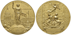 GRAN BRETAGNA Medaglia senza data Internation exhibition modern art and industry - Opus: Bevillon AE dorato (g 77,01 - Ø 59 mm) Punzone "BRONZE" sul c...