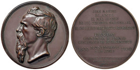 URUGUAY Juan Manuel Blanes (1830-1901) Medaglia 1930 Centenario della nascita del pittore - Opus: N. Plaza AE (g 97,36 - Ø 56 mm) Colpi al bordo.
SPL...