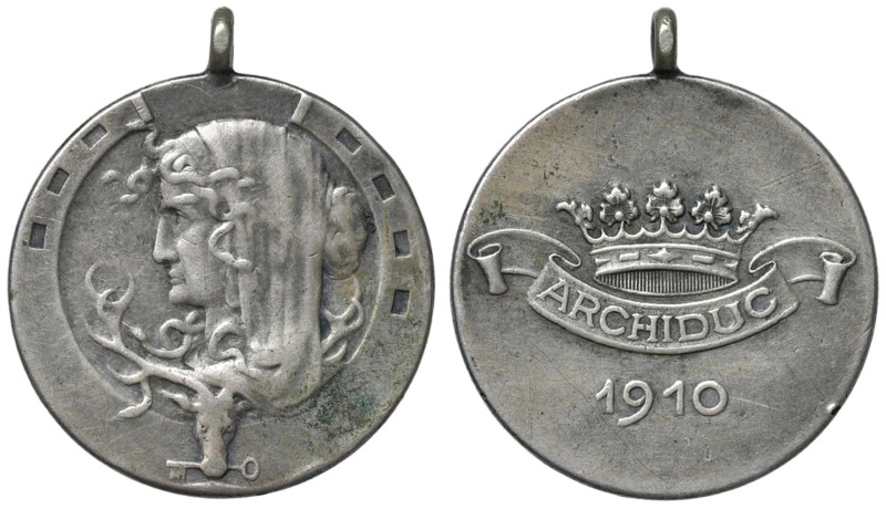 Medaglia 1910 Archiduc - AG (g 10,94 - Ø 29 mm) Appiccagnolo, punzone "PLATA" su...