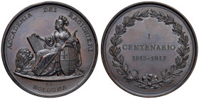 BOLOGNA Medaglia 1913 Centenario Accademia dei ragionieri - Opus: BU AE (g 74,89 - Ø 54 mm) Colpo al bordo.
qFDC