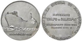PALERMO Medaglia 1959 Motonave "Golfo di Palermo" - Opus: Stabilimento Johnson AG (g 94,05 - Ø 60 mm) Colpetti al bordo e segnetti
M.di SPL