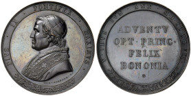 Pio IX (1846-1878) Medaglia 1857 Soggiorno del Papa a Bologna - Bart. XI, 17 - Opus: G. Cerbara AE (g 55,51 - Ø 50,55) R Minima tacchetta al bordo al ...