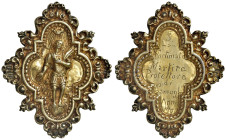 Medaglie religione Medaglia senza data forma quadrilobata con al centro rappresentato San Fortunato - AG dorato (g 33,37 - 60,3x48,7 mm) RR Incisione ...