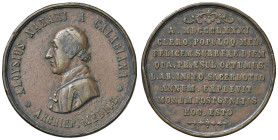 Luigi Nazari di Calabiana (1808-1893) Medaglia 1881 50° anniversario di sacerdozio - Opus: L. Eisel AE (g 27,21 - Ø 40 mm) Colpi al bordo.
BB