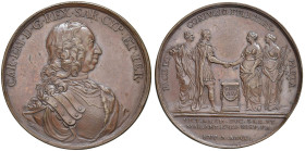 Carlo Emanuele III (1730-1773) Medaglia 1750 Matrimonio tra Vittorio Amedeo III e Maria Antonia di Borbone - Opus: Lavii AE (g 45,06 - Ø 48 mm) Colpet...