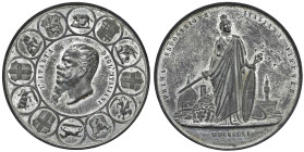 Vittorio Emanuele II (1861-1878) Medaglia 1861 Prima esposizione italiana Firenze - Opus: Mattarelli, Farnesi, Niccolini AE argentato (g 51,98 - Ø 54 ...