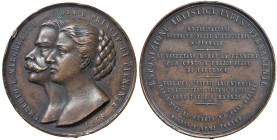 Umberto I e Margherita - Medaglia 1868 esposizione artistica industriale permanente - Opus: G. Borani AE (g 58,31 - Ø 50 mm) Colpi al bordo.
BB+