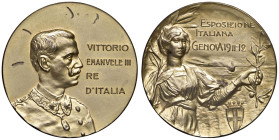 Vittorio Emanuele III (1900-1946) Medaglia 1912 Esposizione italiana di Genova - AE dorato (g 57,06 - Ø 51 mm) Incisioni al D/.
FDC