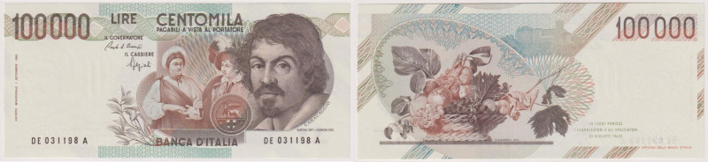 Banca d' Italia - 100000 Lire Caravaggio 1° Tipo del 1992 DE031198A. Rif. Gig. B...