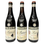 Piemonte Borgogno, Barolo Riserva Langhe 1958 -BN 1955 - BN 1947 - BN Capsule con segni d’usura del tempo. Etichette con segni d’usura del tempo, due ...