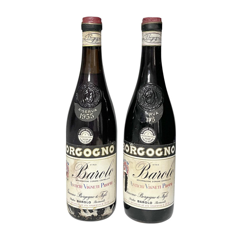 Piemonte Borgogno, Barolo Riserva Langhe 1958 - BN 1955 - BN Capsule e etichette...