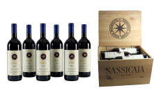 Toscana Sassicaia 2013, Tenuta San Guido Bolgheri Sassicaia, DOC WS 95/100 Etichette e capsule in perfette condizioni. Cassa in legno originale. 6 bts...