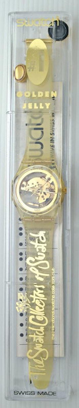 SWATCH- Golden Jelly. Orologio come da foto, venduto con scatola originale. Segn...