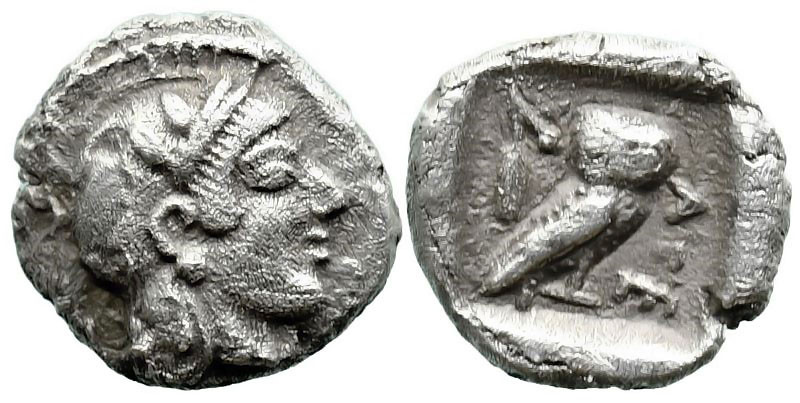Greek
ATTICA. Athens. (Circa 454-404 BC).
AR Hemiobol (8mm 0.49g)
Obv: Helmet...