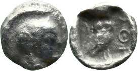 Greek
ATTICA. Athens. (Circa 454-404 BC).
AR Hemiobol (7.1mm 0.26g)
Obv: Helmeted head of Athena right.
Rev: AΘE.Owl standing right, head facing; ...