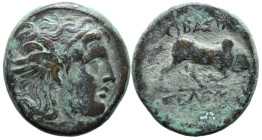 Greek
SELEUKID KINGDOM. Seleukos I Nikator (312-281 BC). Antioch.
AE Bronze (20mm 6.2g)
Obv: Winged head of Medusa right.
Rev: BAΣIΛEΩΣ ΣEΛEYKOY. ...