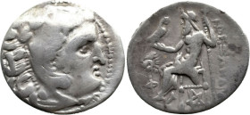 Greek
KINGS of THRACE. Lysimachos (305-281 BC). Kolophon.
AR Drachm (17.5mm 3.63g)
Obv: Head of Herakles right, wearing lion skin
Rev: Zeus Aëtoph...