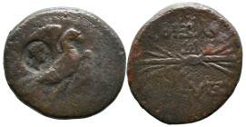 Greek
KINGS OF BITHYNIA. Prusias II Kynegos (182-149 BC). Nicomedeia.
AE Bronze (20mm 5.3g)
Obv: Eagle standing right, with wings spread; c/m: Head...