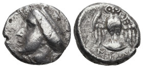 Greek
PONTOS. Amisos (as Peiraieos). (Circa 370-330 BC).
AR Siglos-Drachm (19.5mm 4.04g)
Obv: Turreted head of Hera left
Rev: Owl with spread wing...