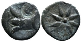 Greek
PONTOS. Uncertain (Amisos?). Time of Mithradates VI (Circa 130-100 BC).
AE Bronze (17.1mm 4.2g)
Obv: Bashlyk left, facing Pan bust below; bow...