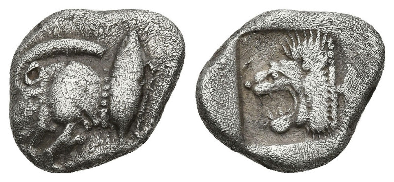 Greek
MYSIA. Kyzikos. (Circa 450-400 BC).
AR Diobol (9.9mm 1.23g)
Obv: Forepa...