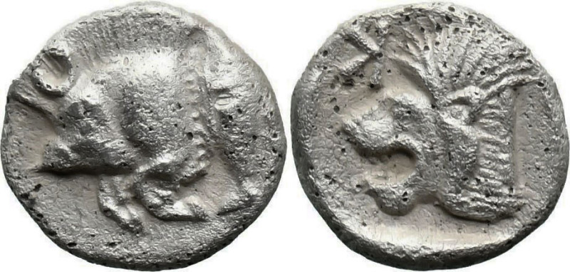 Greek
MYSIA. Kyzikos. (Circa 450-400 BC)
AR Obol (9.2mm 0.82g)
Obv: Forepart ...